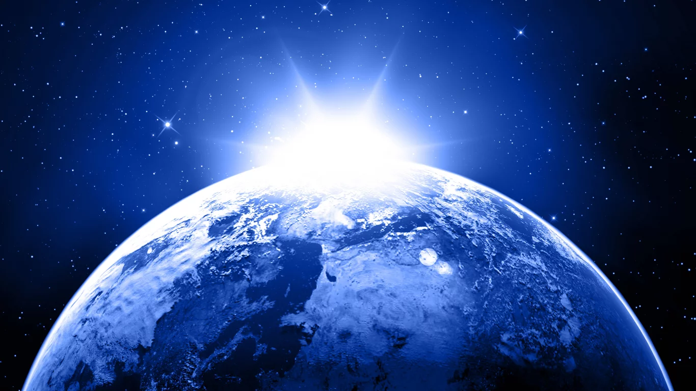 sunrise, light, star, planet, sci fi, blue