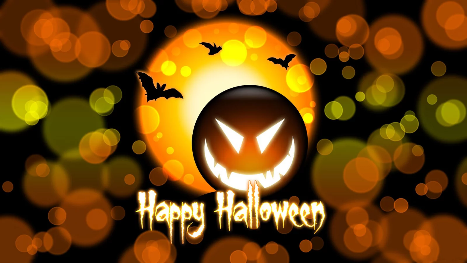 halloween, летучие мыши, надпись, круги, тыква, хэллоуин