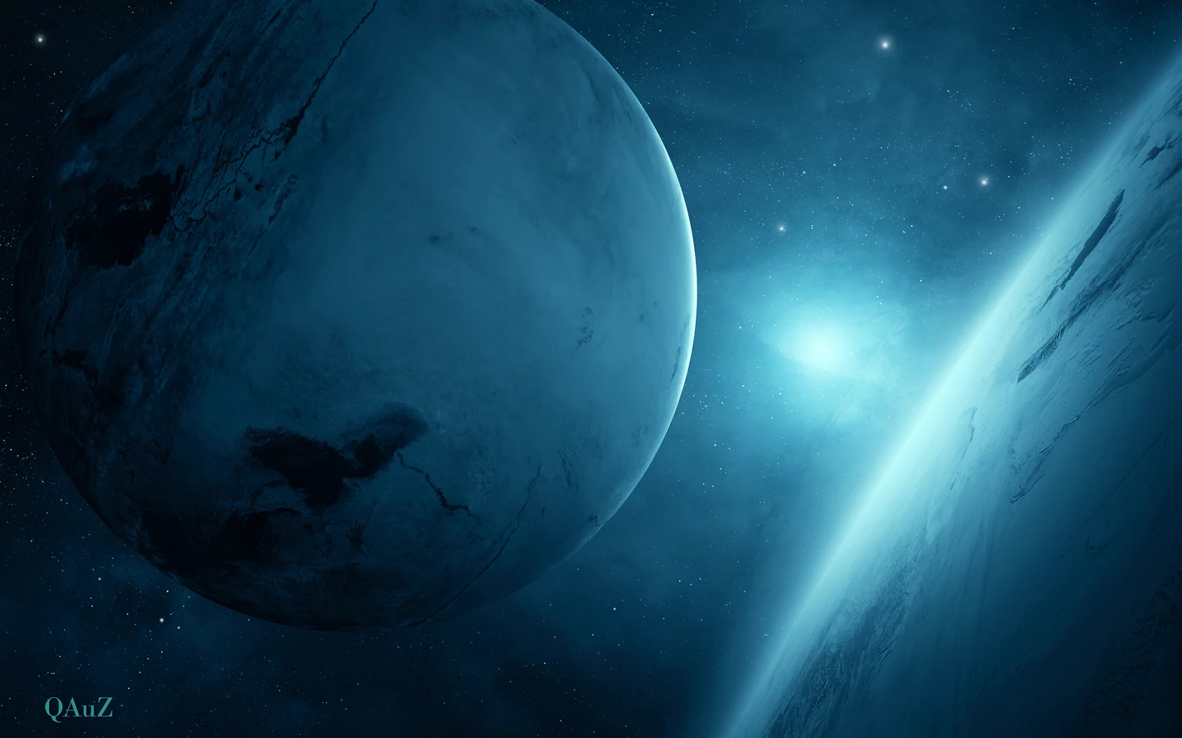 two, planet blue, light, sci fi, 2