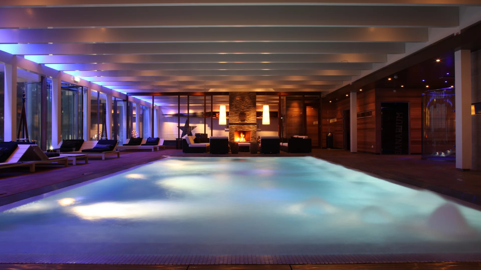 интерьер, сауна, pool, дизайн, interior, камин, бассейн