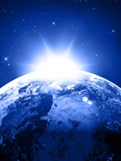 sunrise, light, star, planet, sci fi, blue