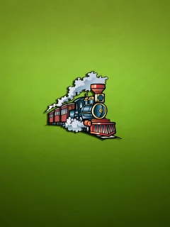 поезд, минимализм, train, зеленоватый фон, пар, паровоз