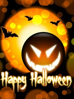 halloween, летучие мыши, надпись, круги, тыква, хэллоуин