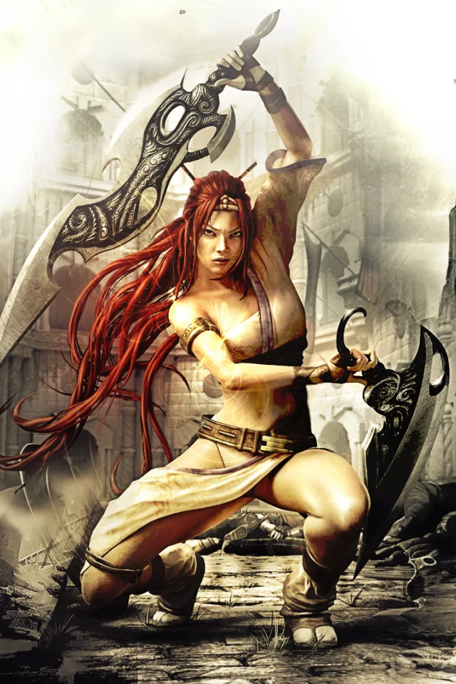 heavenly sword, девушка, nariko, мечи, воин, город, оружие, руины