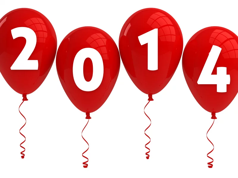 цифры, 2014, new year, фон, красные шарики