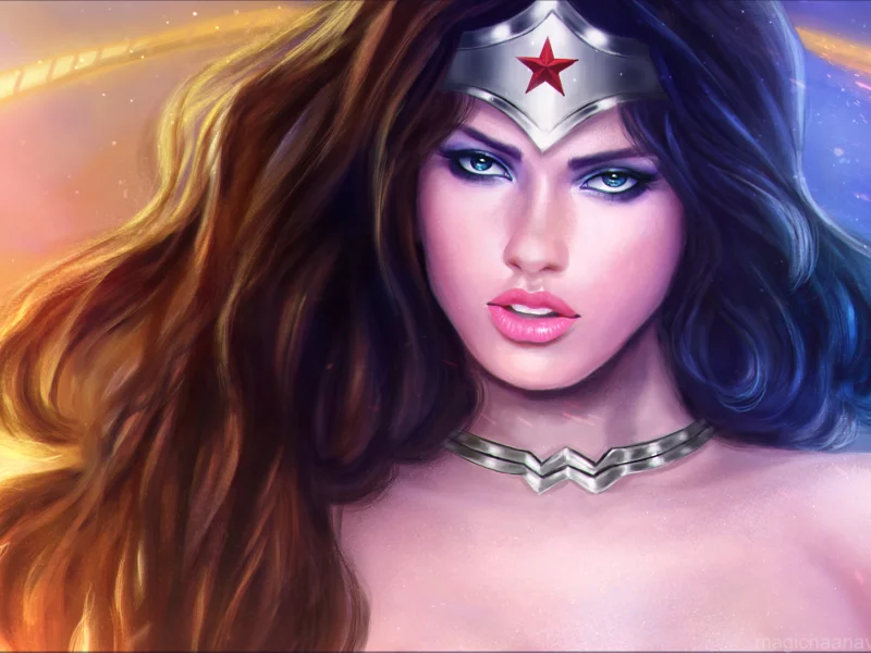 лицо, звезда, арт, девушка, wonder woman