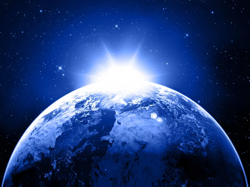 sunrise, light, star, planet, sci fi, blue