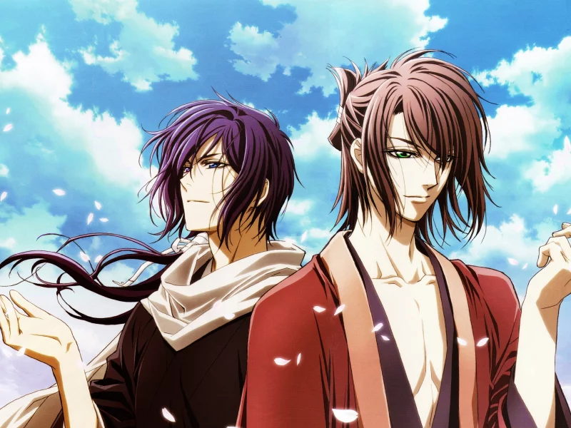 демоны бледной сакуры, okita souji, saitou hajime, hakuouki, shinsengumi kitan