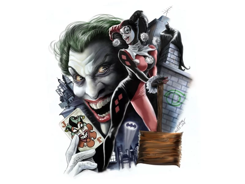batman, джокер, арт, joker, dc comics, бетмен, harley quinn, харли квинн