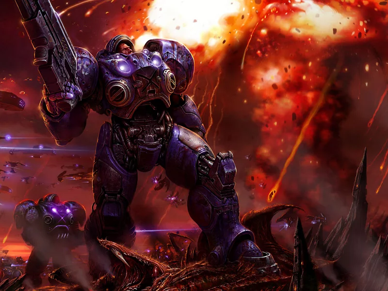 выстрелы, пехота оружие, зерги, взрыв, броня, starcraft, terran