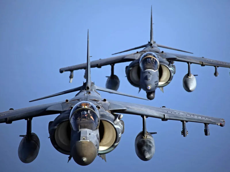 штурмовики, небо, истребители, пара, av-8b, полет, harriers