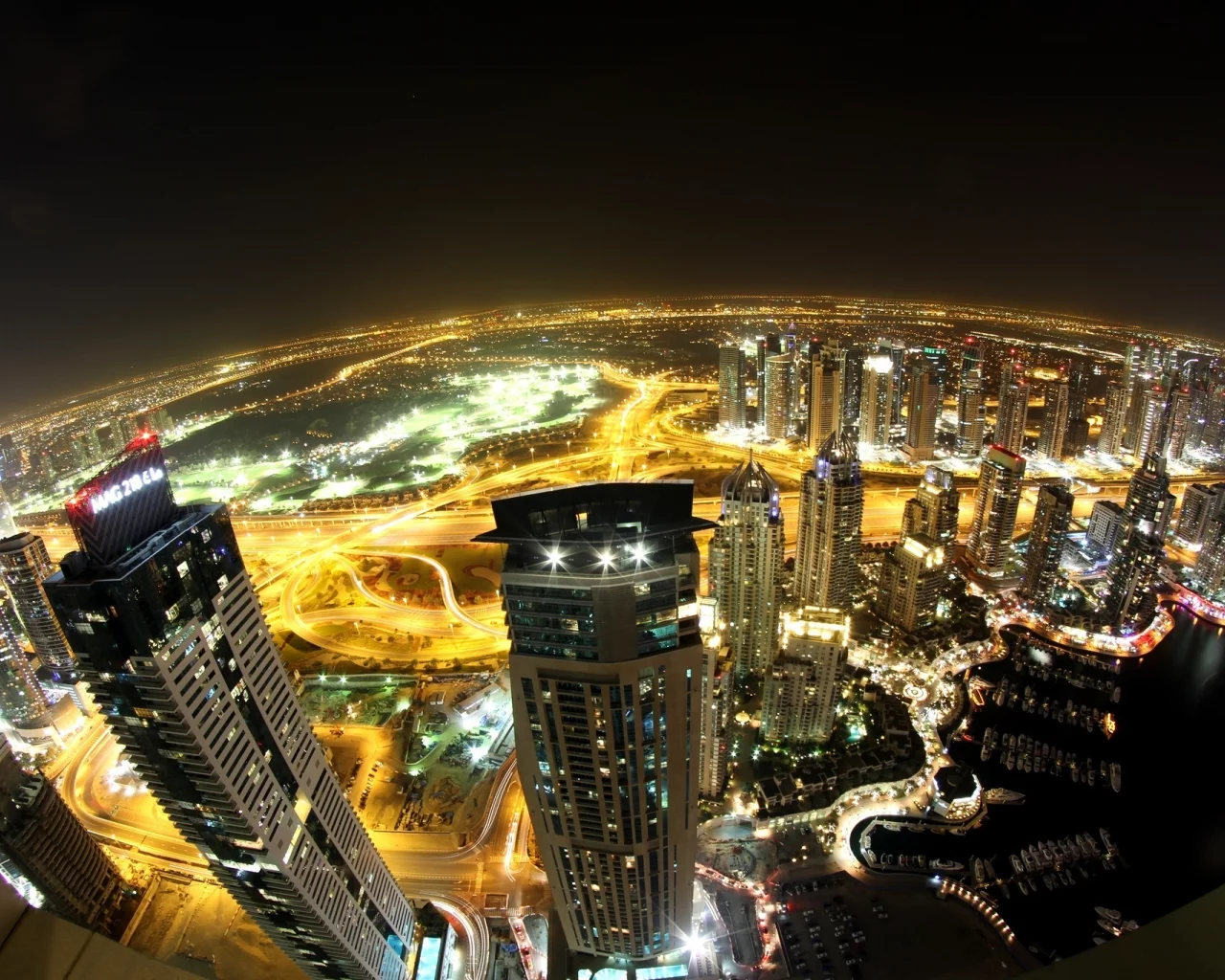 город, dubai, вид, ночь, дубай, оаэ, панорама, здания