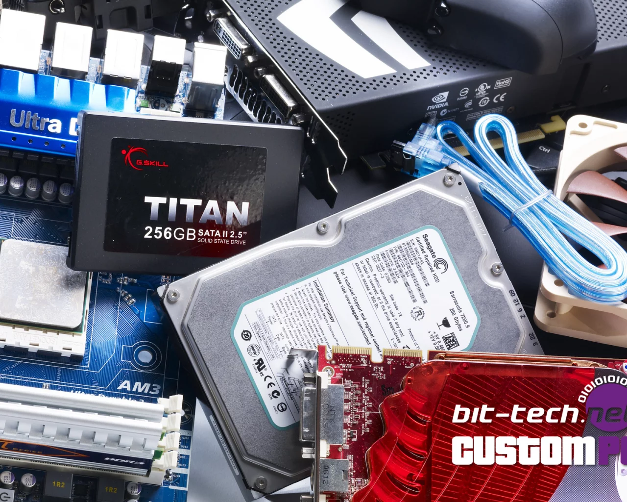 video card, hardware, keyboard, cooler, motherboard, cables, solid hard disk, pc, hard drive