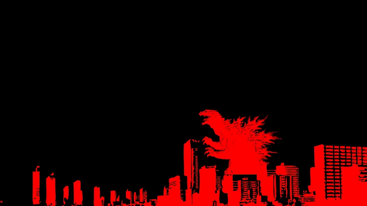 красный, годзилла, город, godzilla, небоскребы
