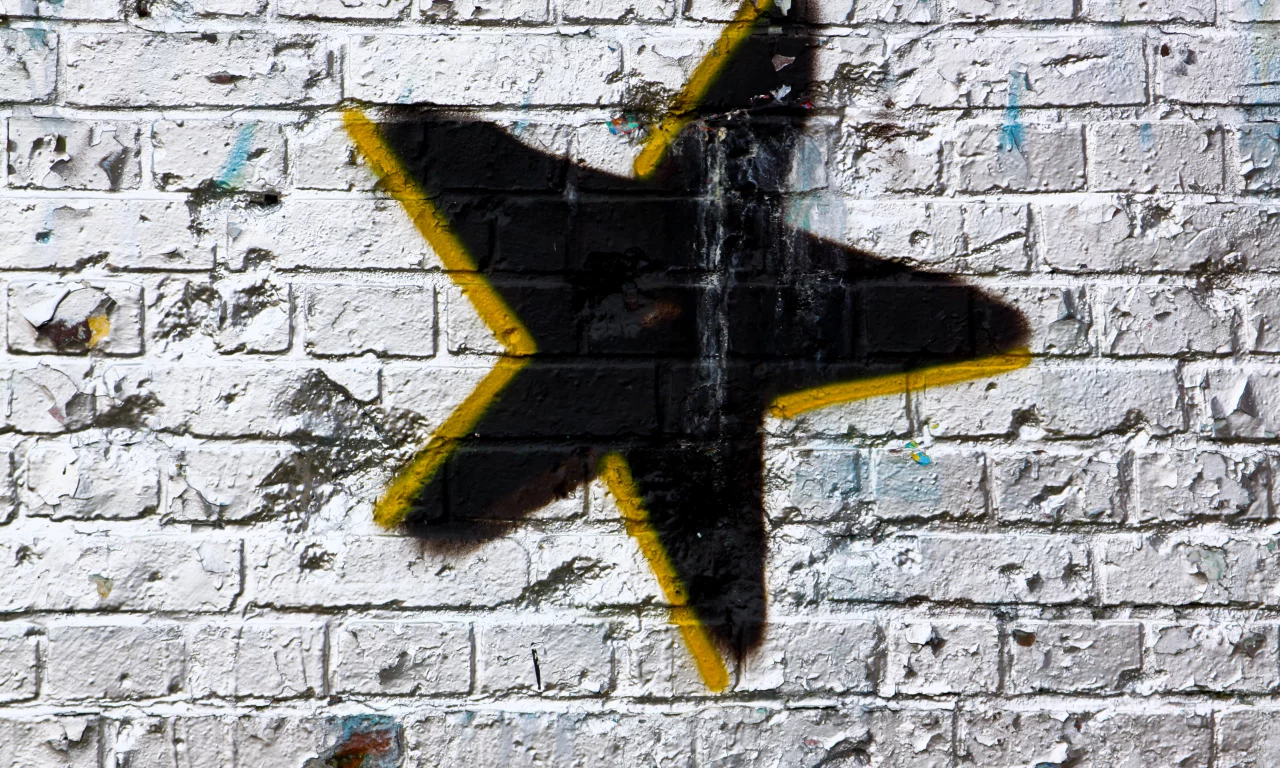 pattern, black, white, wall, spray paint, yellow, star