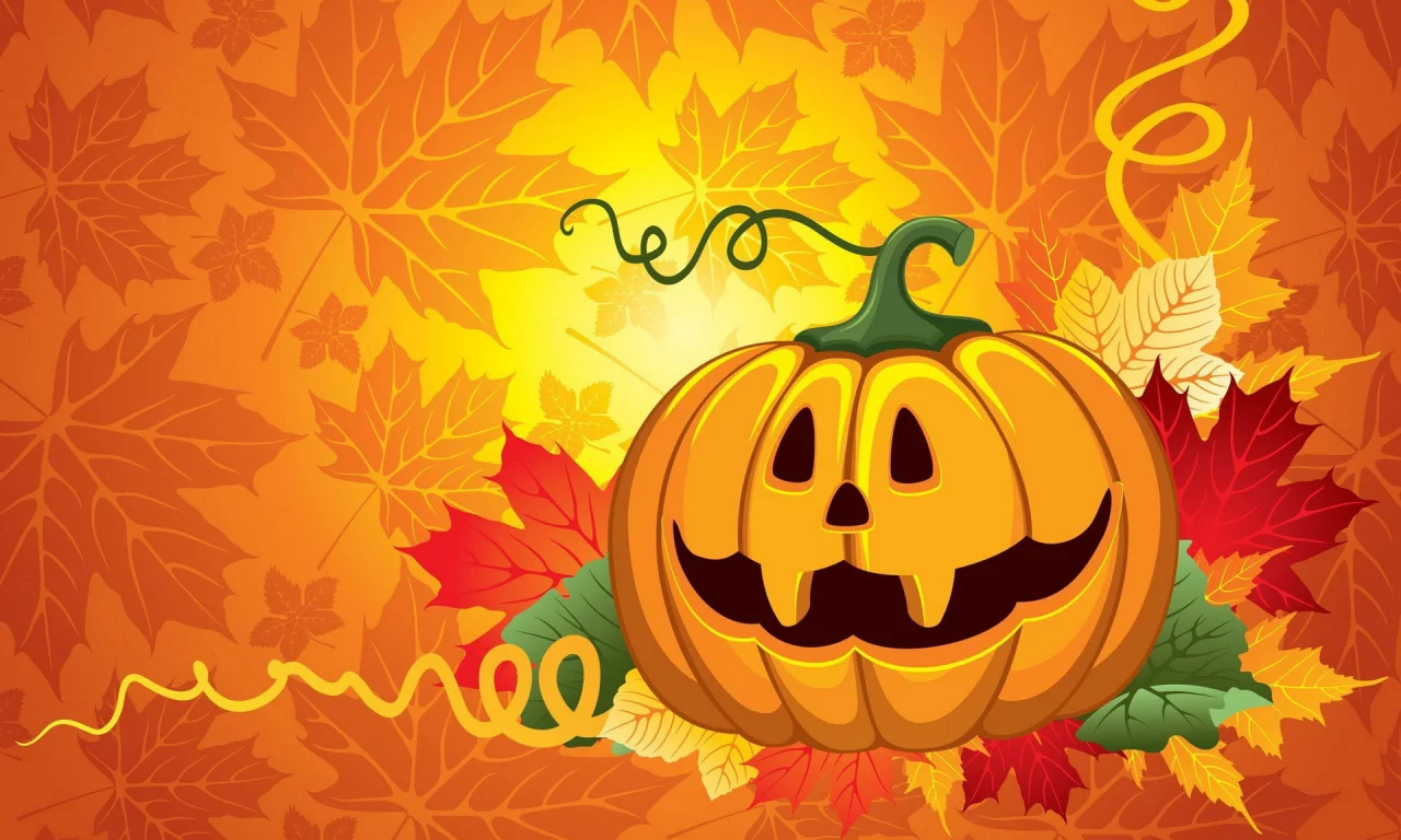 halloween, листья, тыква, хэллоуин