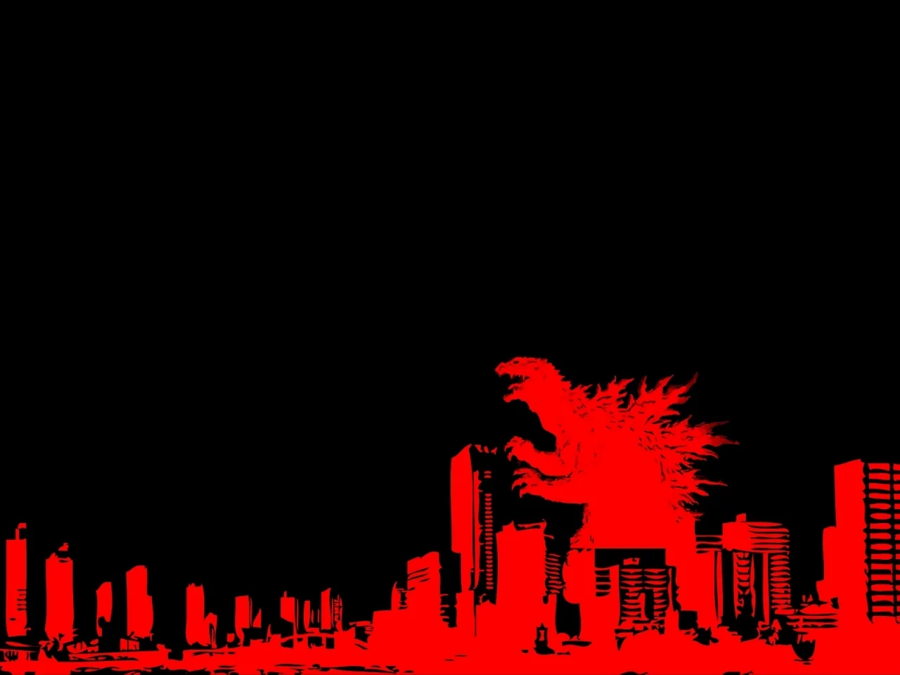 красный, годзилла, город, godzilla, небоскребы