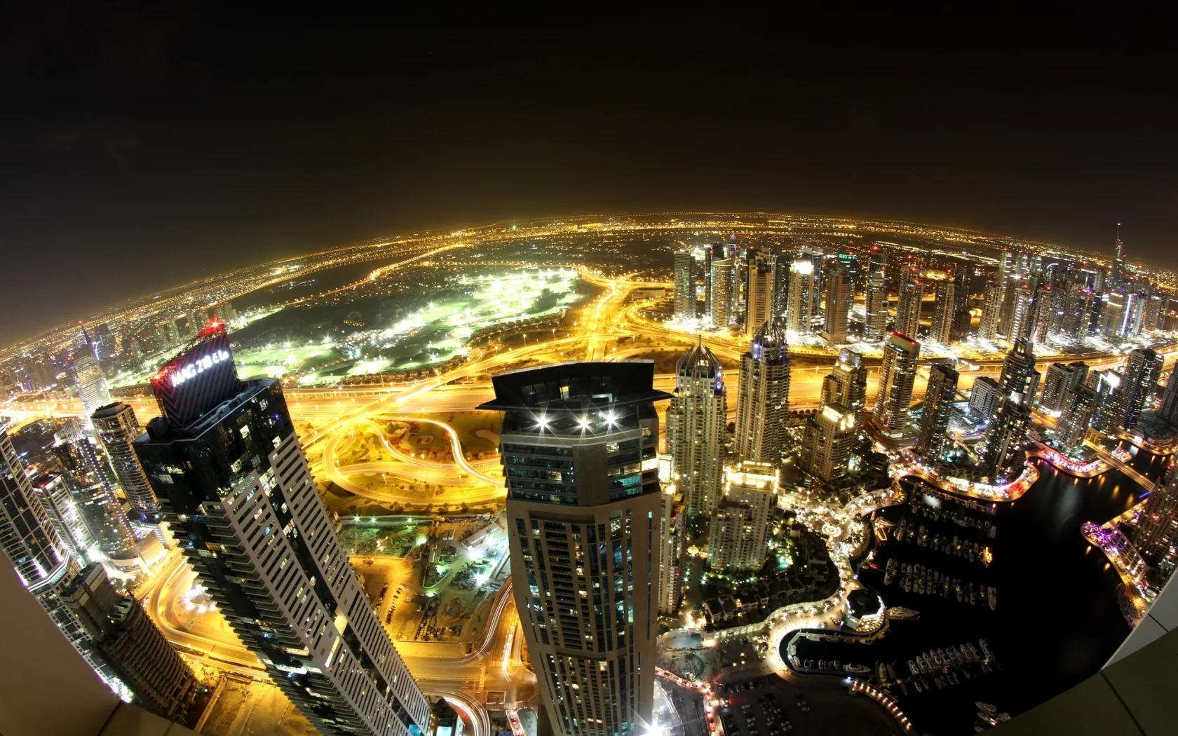 город, dubai, вид, ночь, дубай, оаэ, панорама, здания