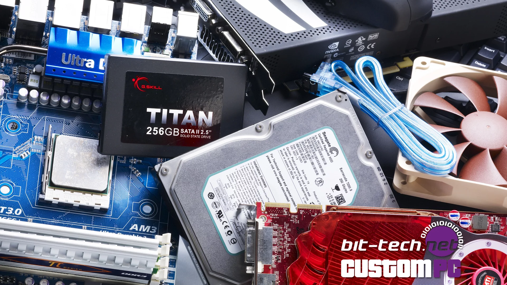 video card, hardware, keyboard, cooler, motherboard, cables, solid hard disk, pc, hard drive