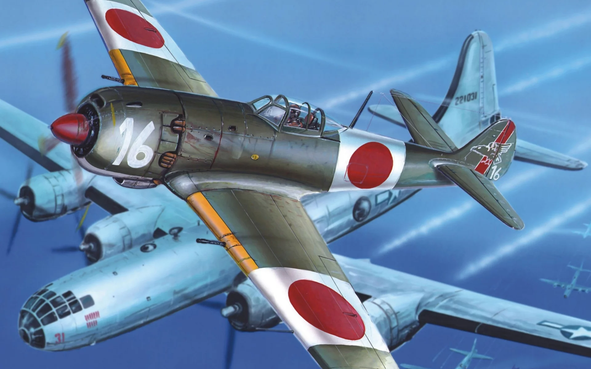 истребитель, самолёты, арт, японский, tachikawa ki-106, небо