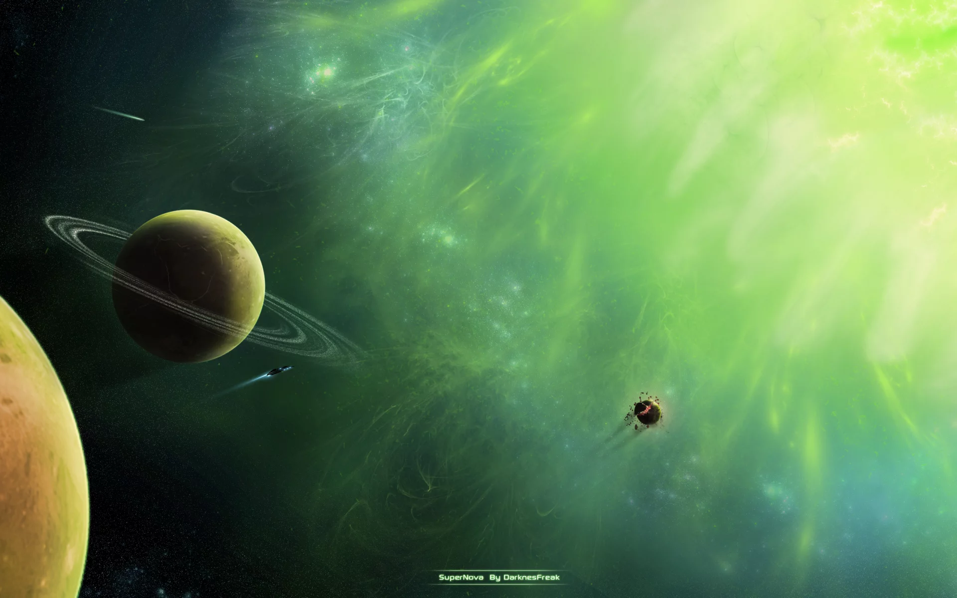 planet, green, sci fi, supernova