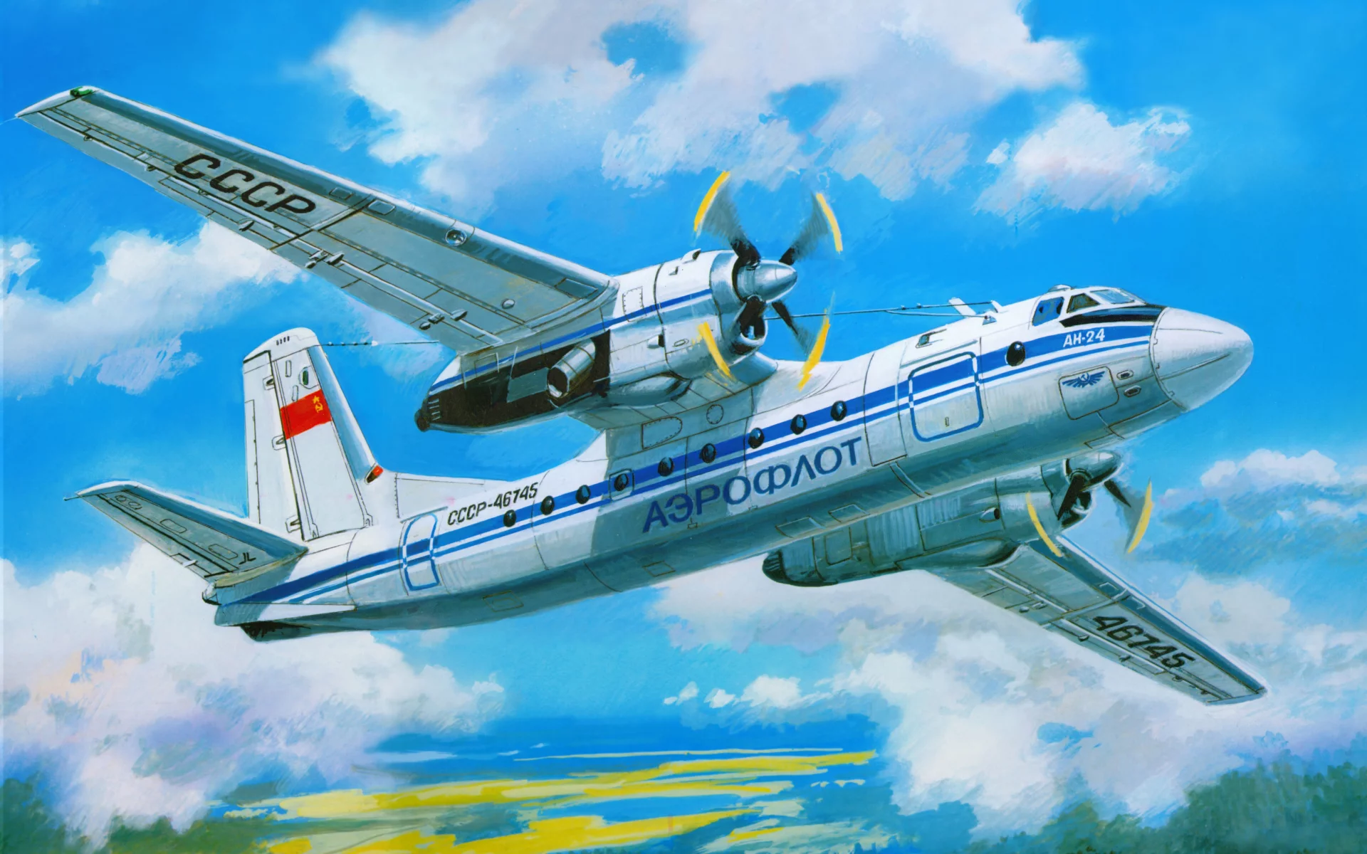 ан-24, самолёт, авиация, пассажирский, турбовинтовой