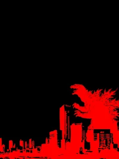 красный, годзилла, город, godzilla, небоскребы