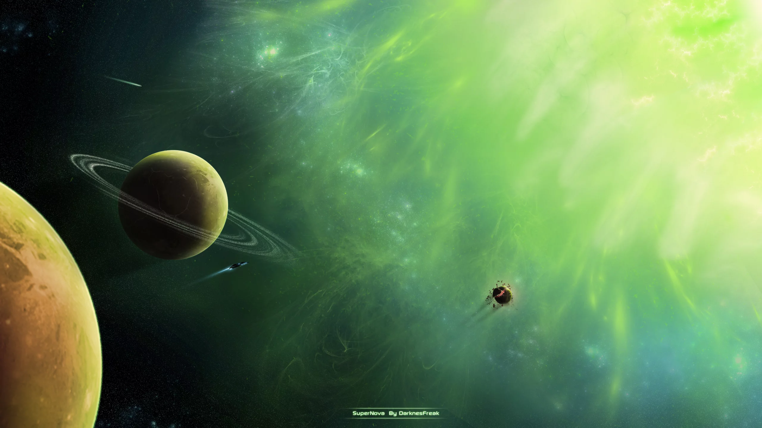 planet, green, sci fi, supernova