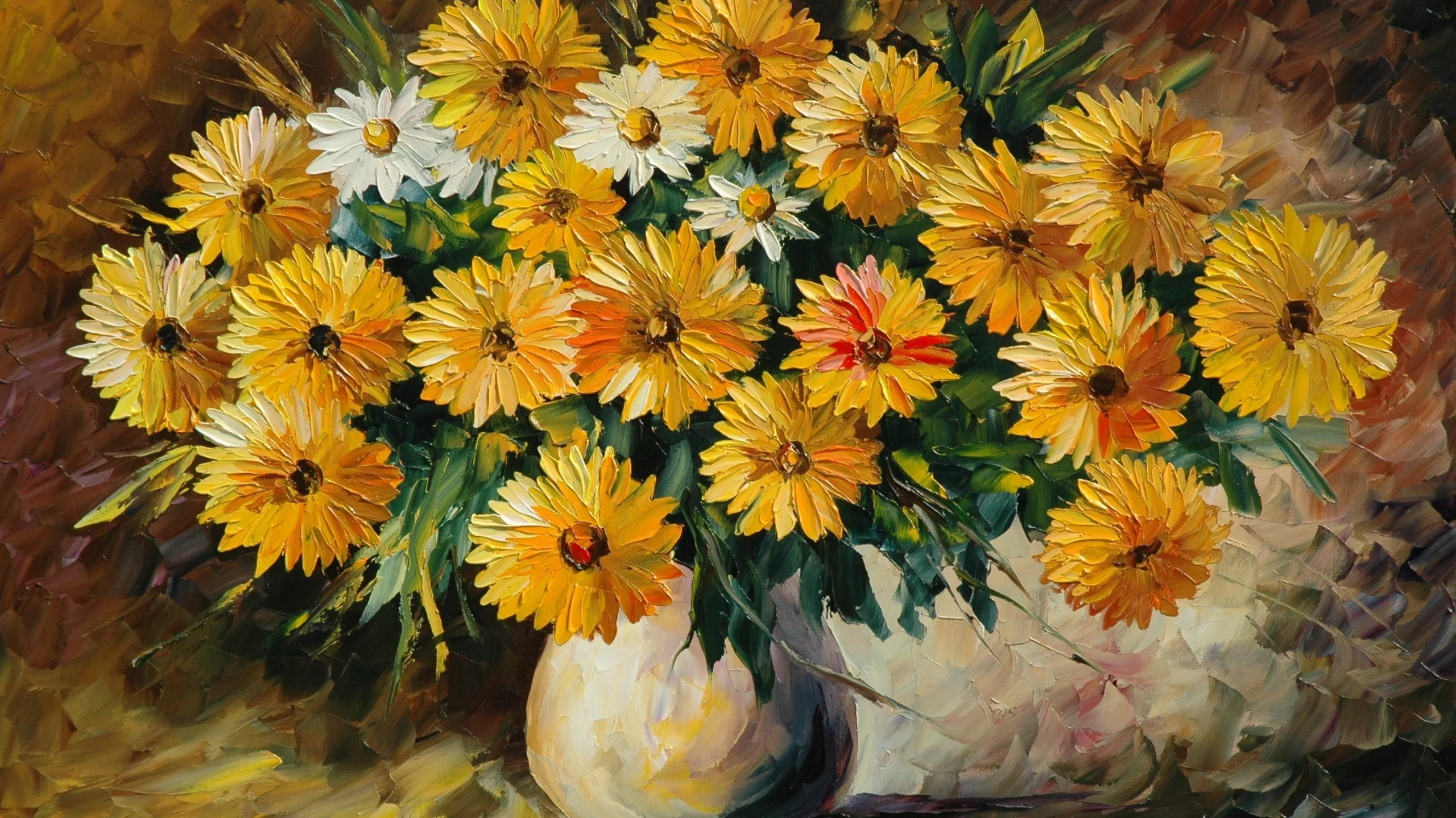 ваза, букет, цветы, leonid afremov, живопись