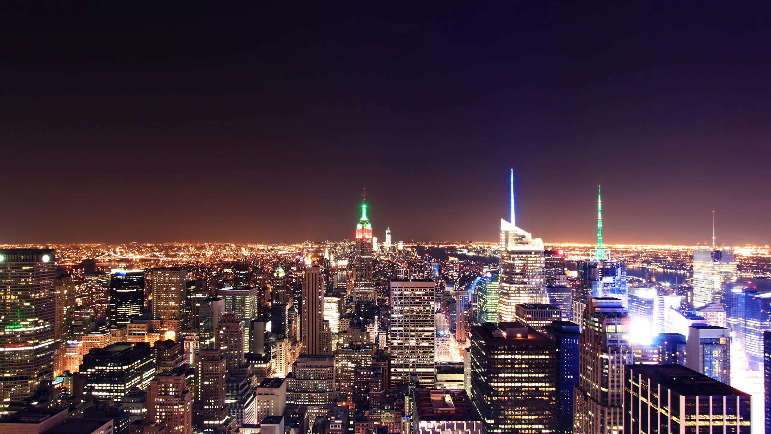 здания, new york city, нью йорк, небоскребы, ночь, город