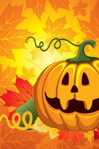 halloween, листья, тыква, хэллоуин