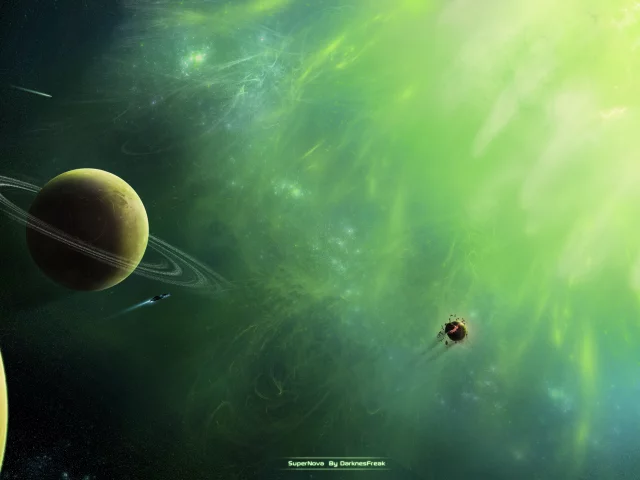 planet, green, sci fi, supernova