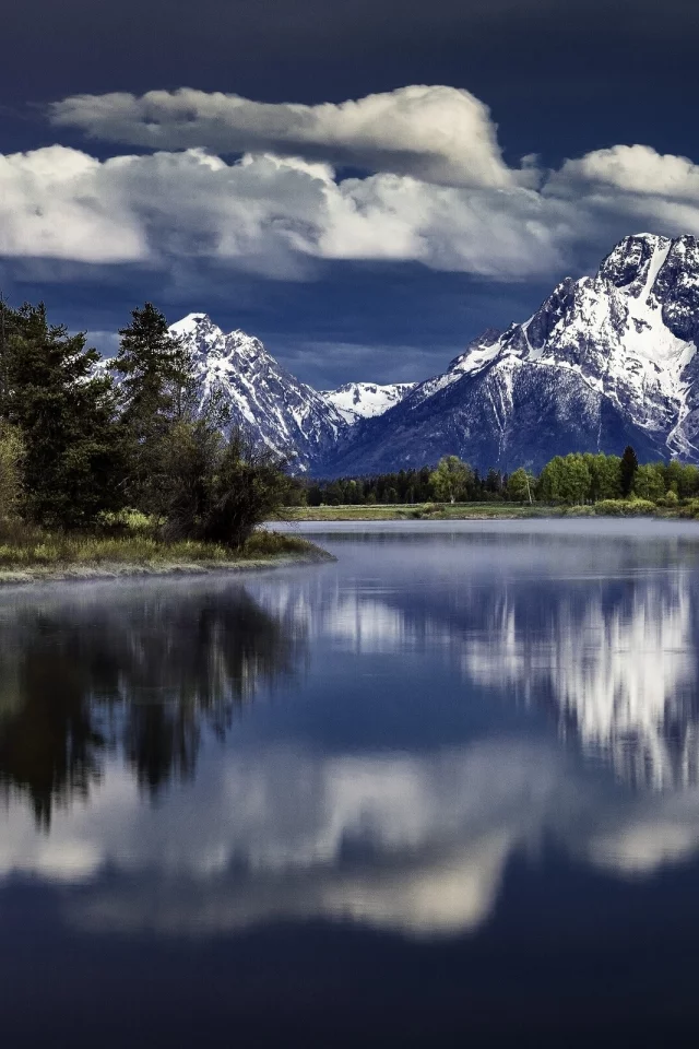 mount moran, snake river, grand teton national park, wyoming, река снейк