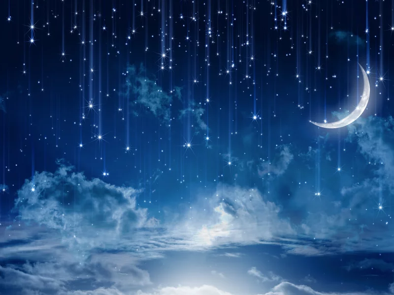 lights, clouds, stars, rain, landscape, sky, moonlight, moon, лунный свет, night, nature