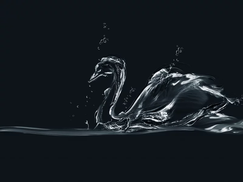 swan , пузыри, лебедь, вода, figure, minimalism, water , bubbles