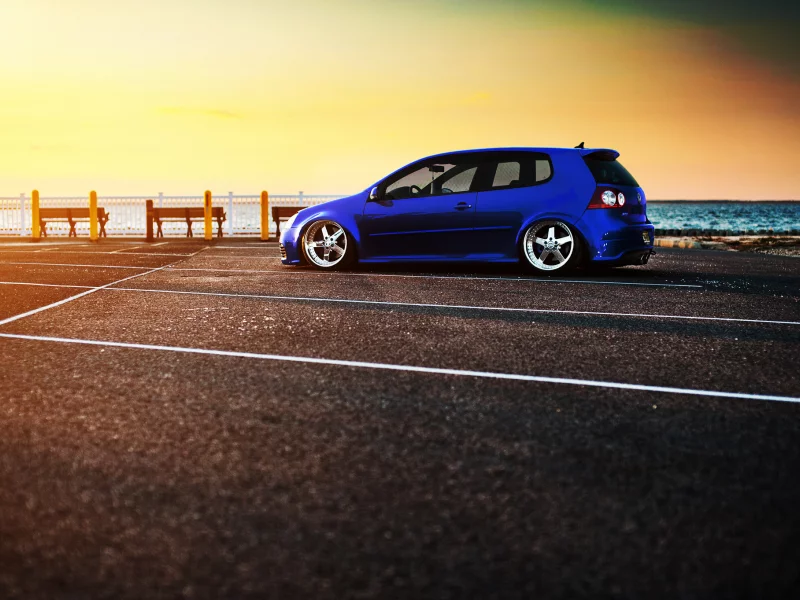 набережная, тюнинг, парковка, volkswagen golf