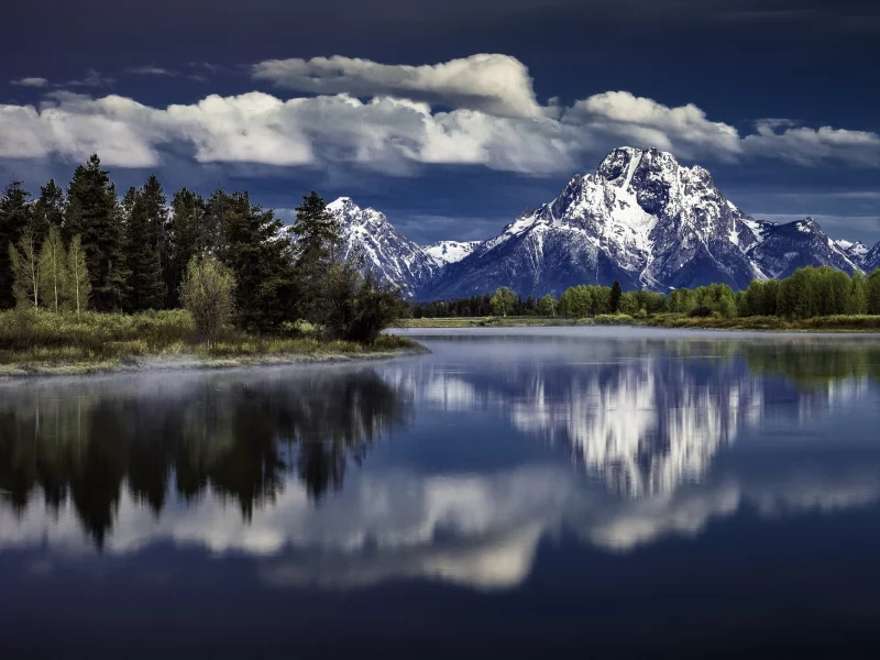 mount moran, snake river, grand teton national park, wyoming, река снейк