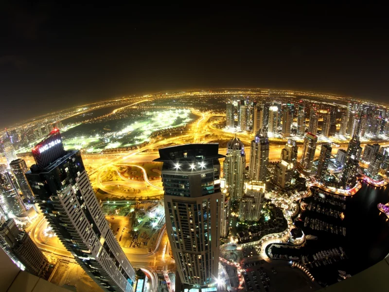 город, dubai, вид, ночь, дубай, оаэ, панорама, здания