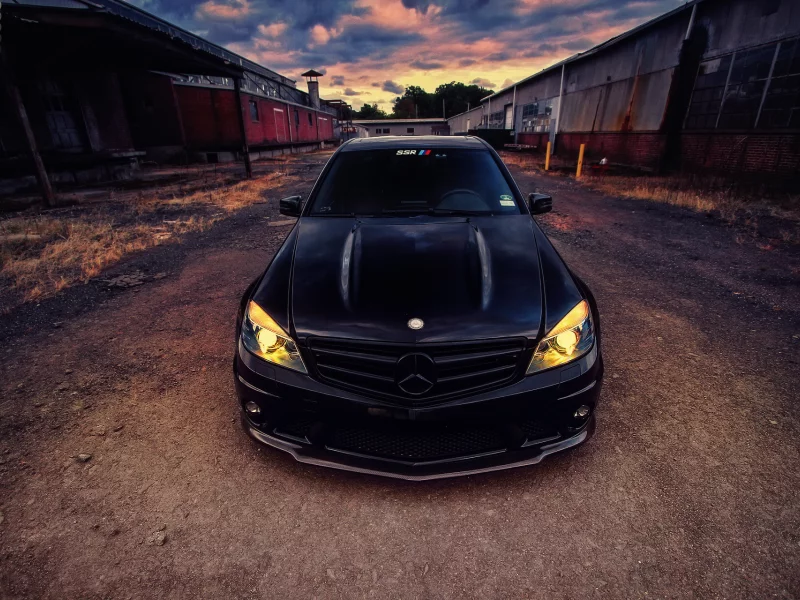 mercedes, чёрный, amg, c63