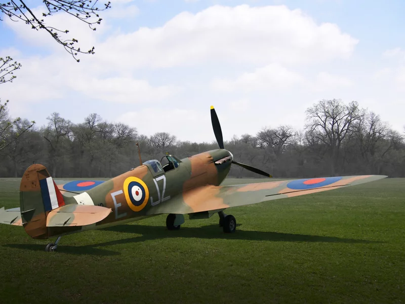 поле, трава, самолёт, supermarine spitfire mk i, арт