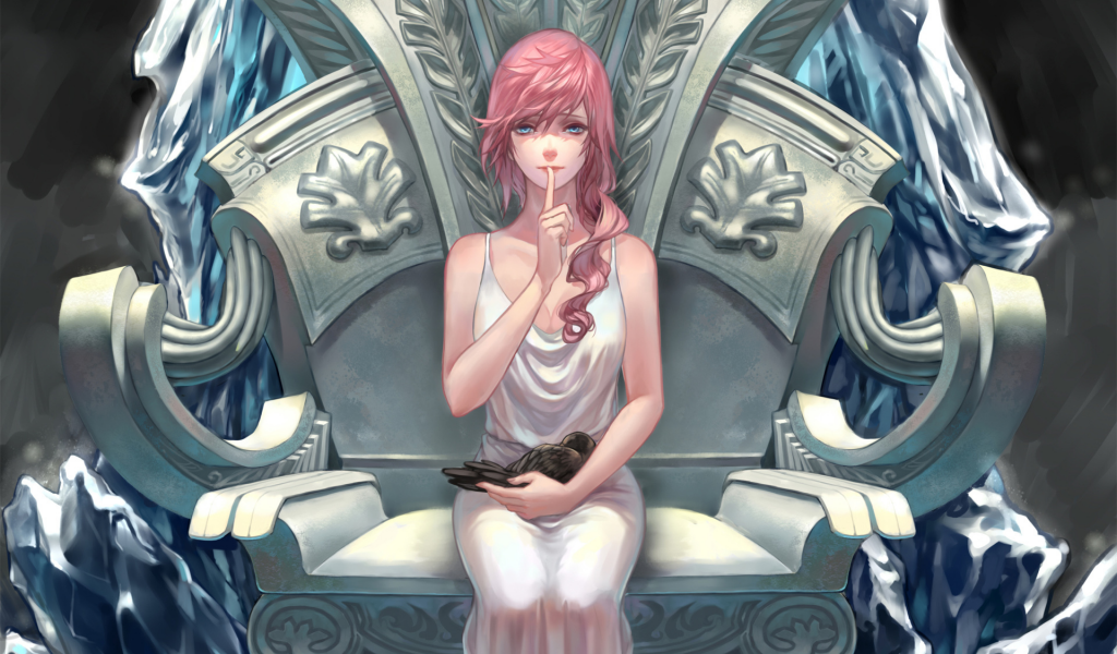 lightning farron, птица, xiii , арт, девушка, трон, final fantasy, жест, 13