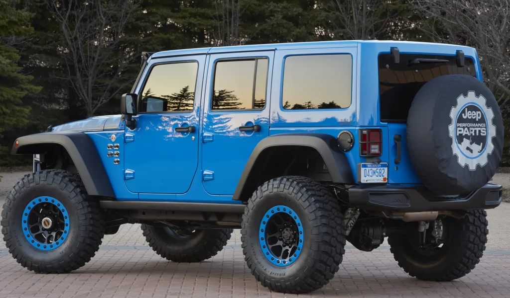 Jeep, голубой, тюнинг