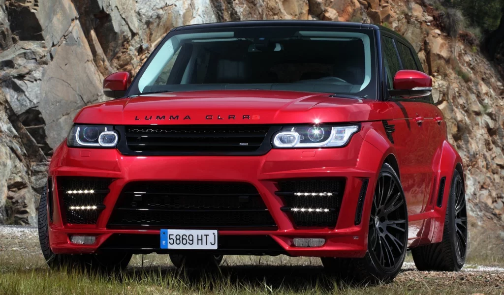 RANGE ROVER, красный, горы