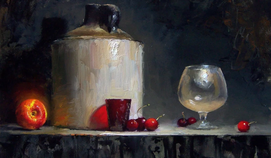 натюрморт, ягоды, стол, фрукты, david cheifetz, вишня, картина