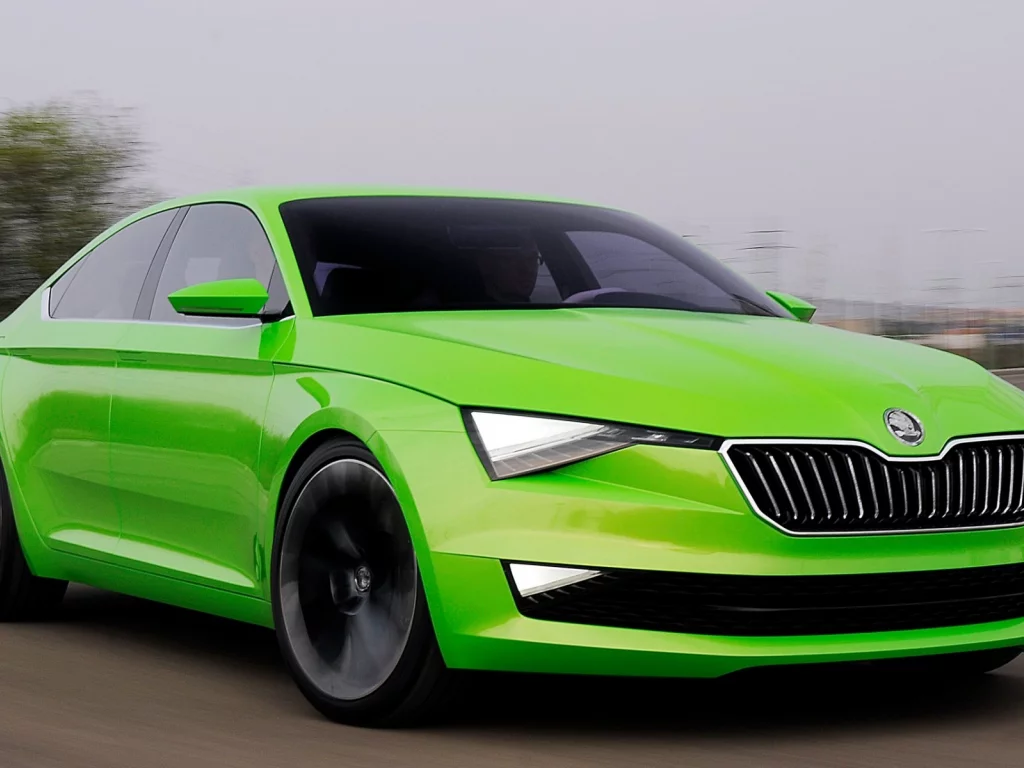 Skoda, салатовая, скорость
