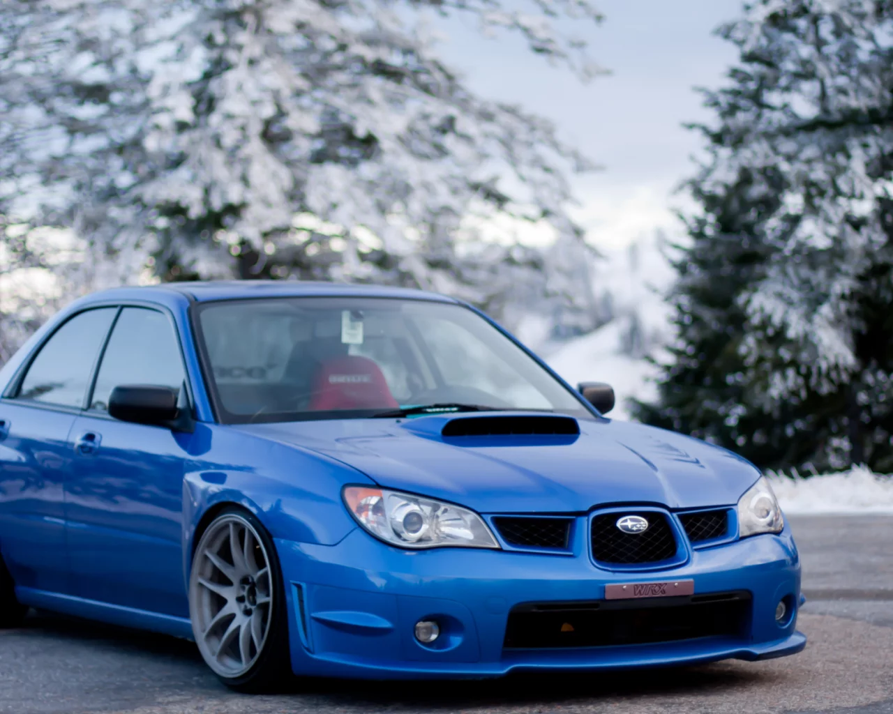 Subaru, голубой, зима