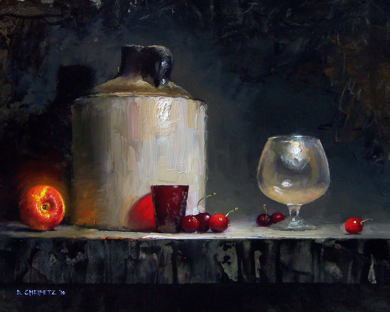 натюрморт, ягоды, стол, фрукты, david cheifetz, вишня, картина