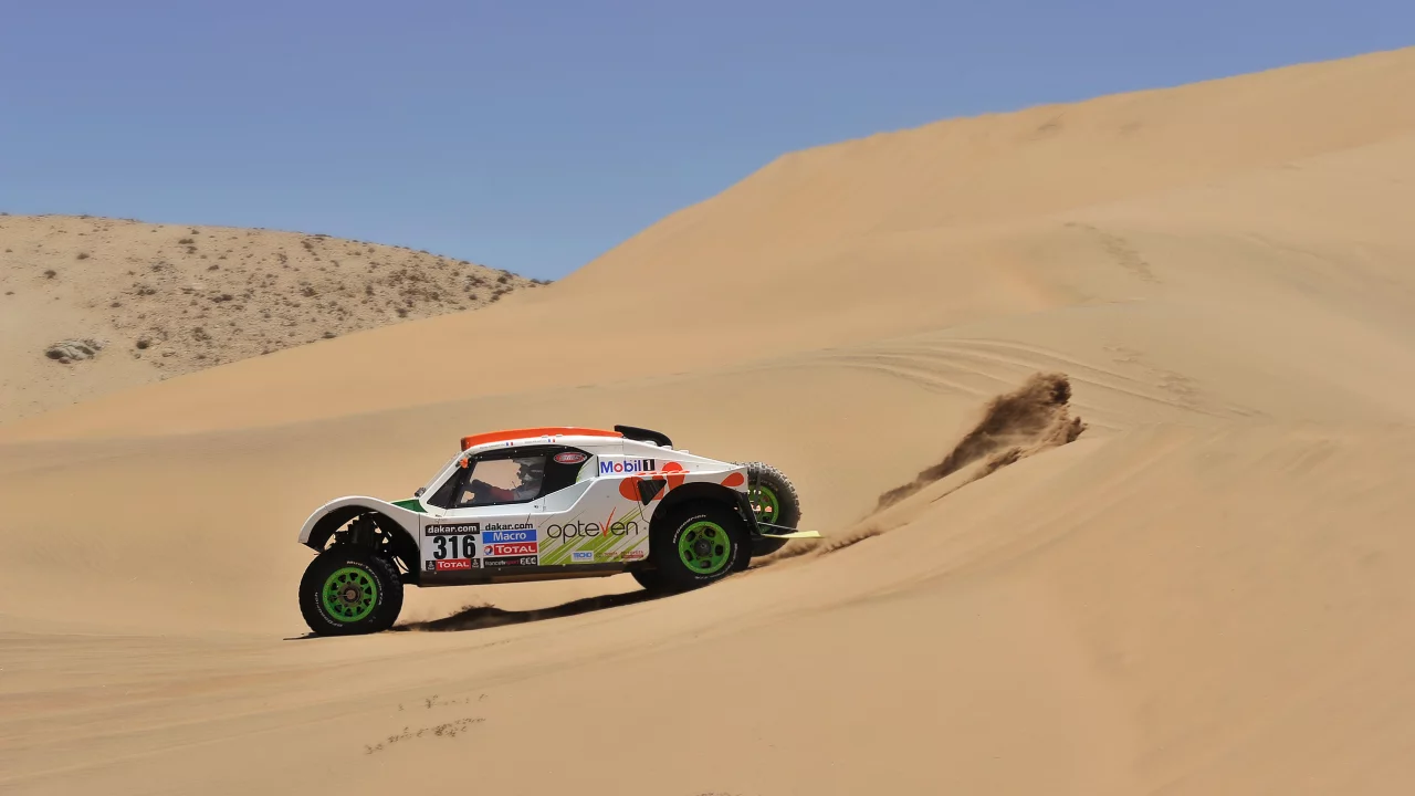 пустыня, вид сбоку, dakar, песок, гонка, rally, buggy, авто