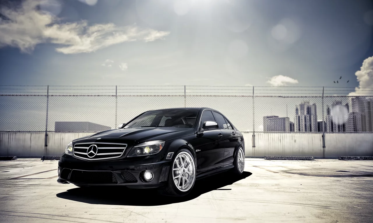 c 63, front, c-klasse, mercedes-benz, чёрный, black, мерседес бенц