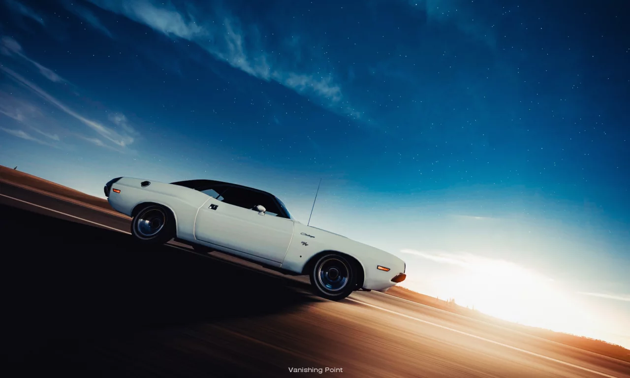 в движении, dodge challenger, vanishing point, muscle car, додж